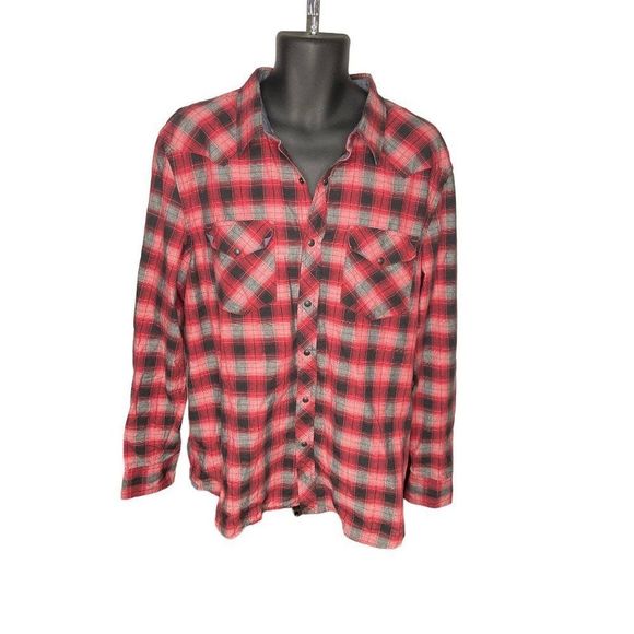 American Eagle Outfitters Other - MEN'S XXL American Eagle Plaid Vintage fit Western Shirt Red Snap Buttons